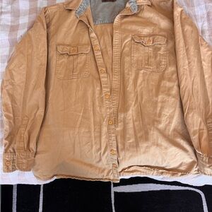 Faded Glory Men's Casual Button-Down Shirt Tan